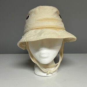 Tilley Endurables Hat Beige Men’s Size 6 3/4 Bucket Sun Straps Khaki - Stains
